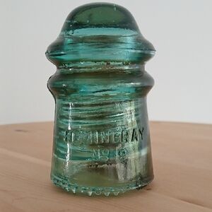 Aqua Green Blue Glass Toll Insulator Hemingray No 9 Patent May 9 1893 Antique
